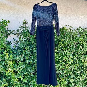 Ralph Lauren Gown Black Sequin Long Sleeve Dress Size 8 Medium Large